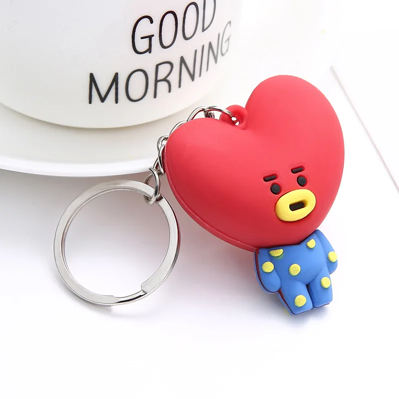 Bangtan мальчики "SHOOKY" "TATA" "RJ" и т. Д. Персонализированные милый мультфильм брелок сумки цепь для женщин мужчин ювелирные изделия Bangtan аксессуары - Цвет: Цвет: желтый