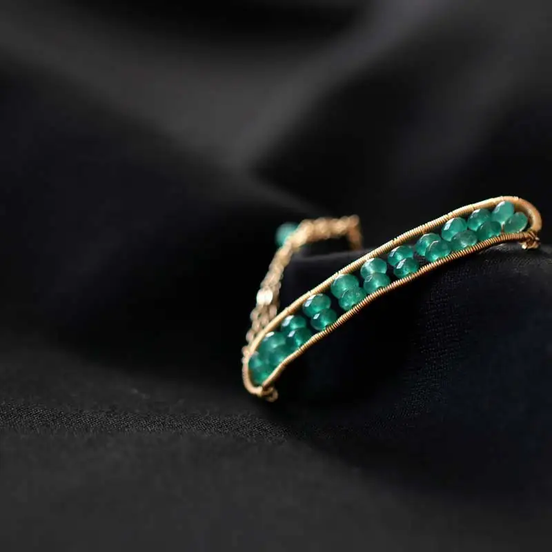 

DAIMI Nice Design Bracelet Female Simple Temperament Green Natural Stone Retro Wind Handmade Jewelry Wrist