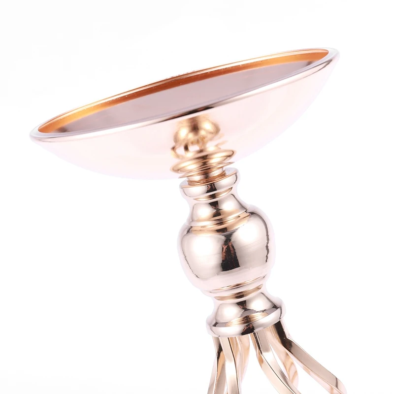 1PCS Gold Flower Vases Candle Holders Rack Stands Wedding Decoration Road Lead Table Centerpiece Pillar Party Event Candlestick