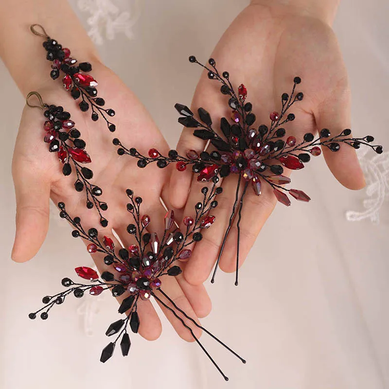 Bridal Hair Accessories Hair Accessories Set Hair Pin Earrings Crystal Headpieces