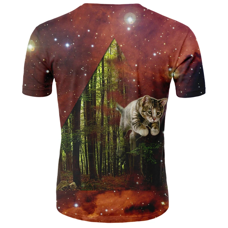 3d футболка с котом для женщин и мужчин, Забавные топы, футболки с коротким рукавом, летние футболки с совой, крутая уличная одежда, галактика, космос, 3D футболка размера плюс