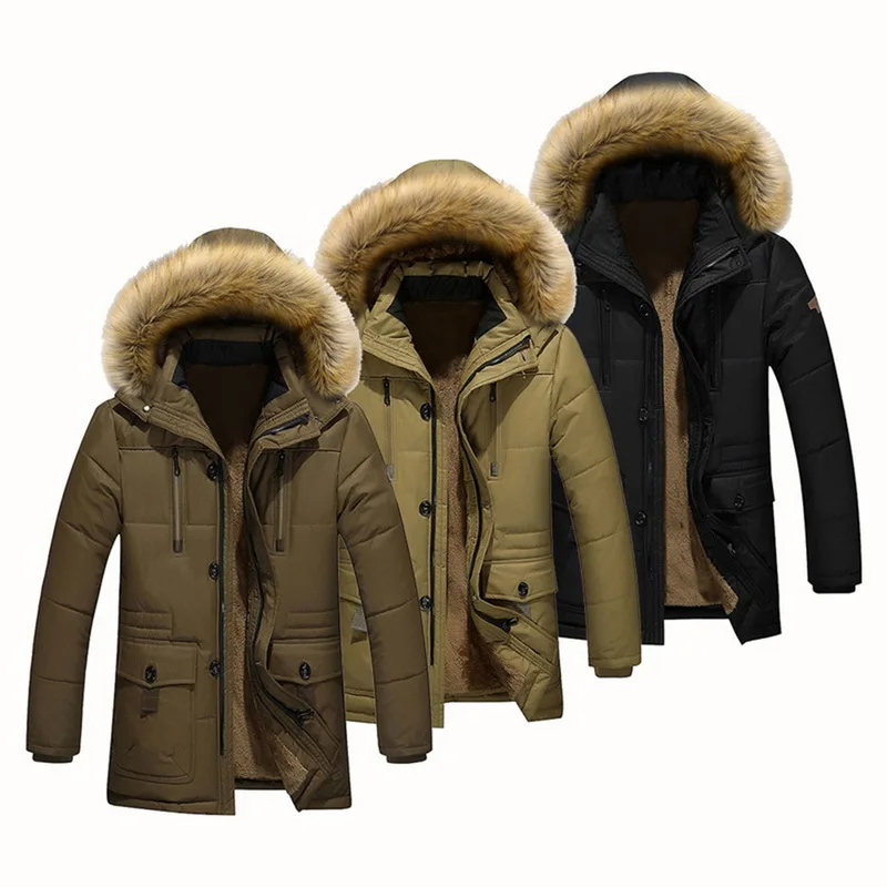 M-5XL мужская зимняя куртка с меховым воротником и капюшоном Новая модная теплая шерстяная Мужская куртка и пальто ветрозащитные мужские парки Casaco
