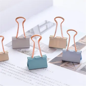 

6/8pcs Simple Candy Color Binder Clips Metal Bookmarks Kawaii Stationery Novelty Multifunction School Office Binding Supplies