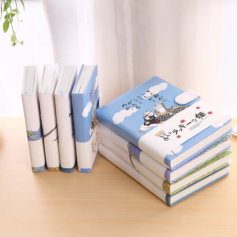 Kawaii кожаный блокнот милый счастливый кот японская ручная книга ежедневник Filofax канцелярские принадлежности Школьные принадлежности подарок