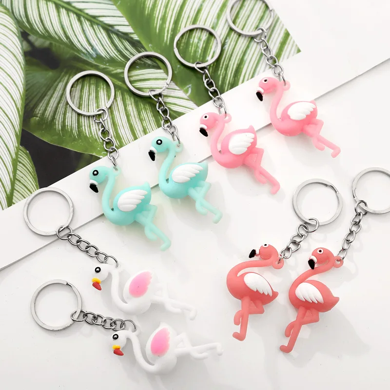

FREE SHIPPING BY DHL 100pcs/lot 2019 New Mini Flamingo Keychains Soft Colorful Flamingo Keyrings for Gifts
