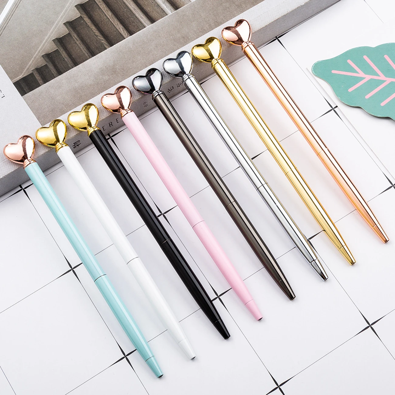 Ballpoint Pen 1PCS Creative Multicolor Ballpoint Pen Business Metal Heart Office Pens School Stationery Office Supplies