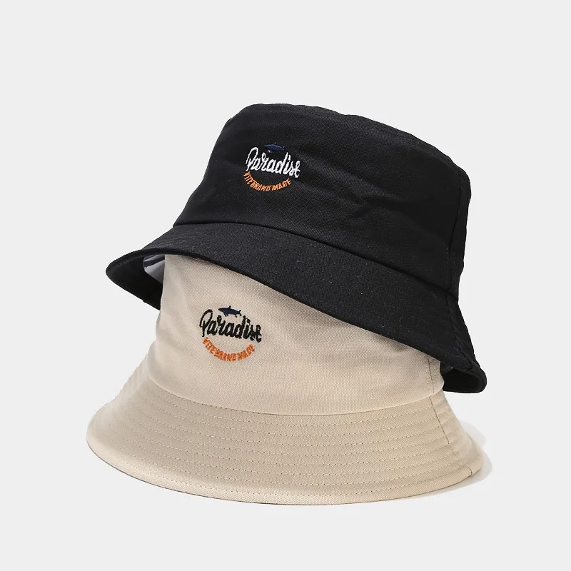 

New Bucket Hat Shark Letter Embroidery Women's Summer Sunbonnet Foldable Fisherman Hat Sun Protection Hat Unisex Panama Bob Cap
