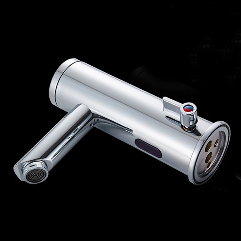 Sensor Faucet Automatic Infrared Sensor Hand Press Tap Hot Cold Mixer Chrome Polished Sink Mixer Bathroom Tap Basin Faucets
