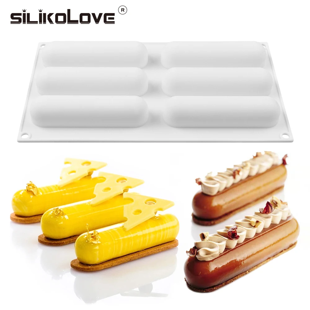 SILIKOLOVE 3D Long Strip Silione Molds for Mousse Cake Silicone Baking Molds French Dessert Silicone Gel Molds DIY Baking Tools
