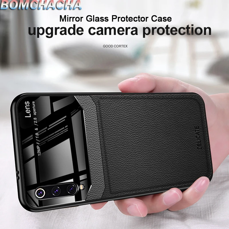 

Luxury case For Xiaomi 9 Leather Mirror glass Silicone case For Xiaomi Mi 9 mi9 Shockproof Phone Cover