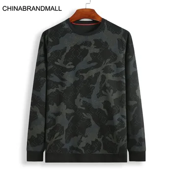 

Autumn Men Plus Fat Plus Size Leisure Round Neck Printing Long Sleeve Top Young Men Superpang Sweater