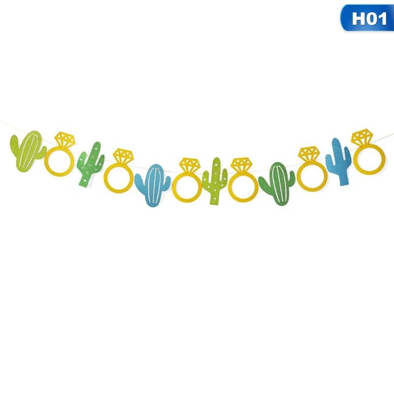 1 Set Novelty Gold Letter Green Cactus Taco Bar Paper Final Fiesta Banners Flag Garland For Bachelorette Party Decoration