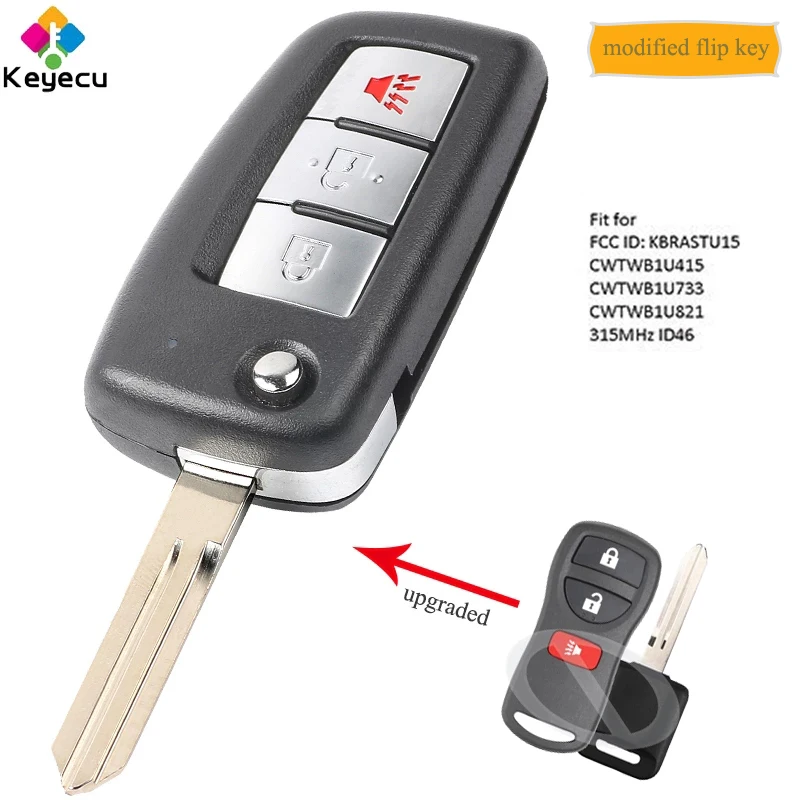 Запасной обновленный дистанционный ключ KEYECU 315 МГц и чип ID46 брелок для Nissan Infiniti FX35