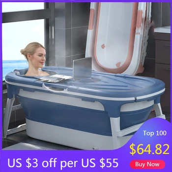 

Portable Bathtub Bath Tub Foldable Bathe Barrel Adult Bathtub Bathroom,Portable Shower Bucket with Large Area Sealed Insulation