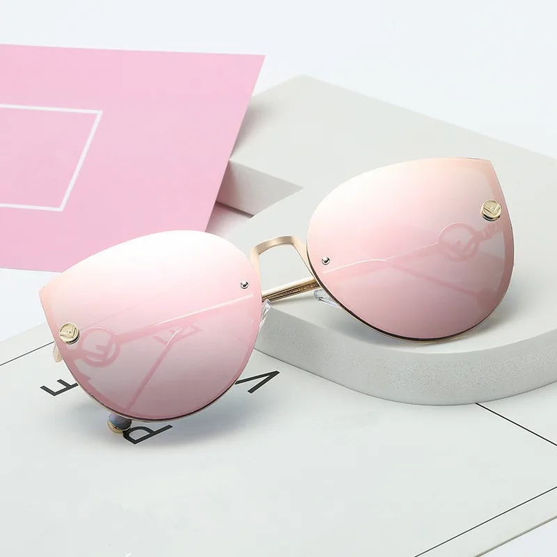 Fashion Big Box Women Sunglasses Driver Goggles New Cat Eye Sunglasses Women's Ocean Glasses Sunglasses Sexy Women Fashion - Название цвета: Sakura Pink