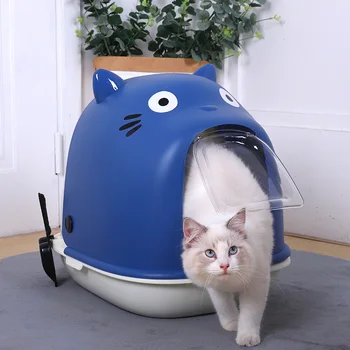 

New Pets Cat Litter Cartoon Shape Large Sandbox Fully Enclosed Lovely Cat Litter Box Useful Big Drawer Sand Basin Toilet Potty