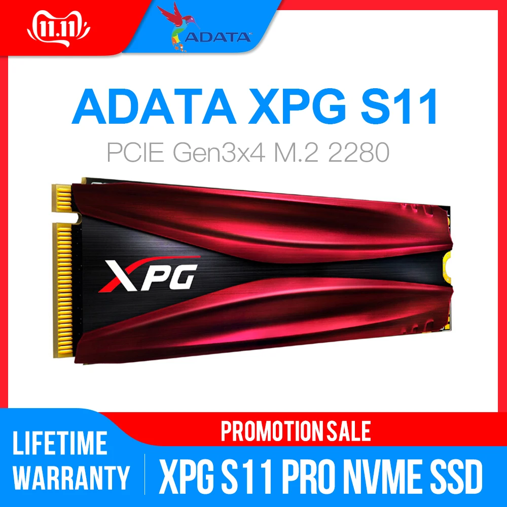 Твердотельный Накопитель ADATA XPG S11 Pro GAMMIX PCIe Gen 3x4 M.2 2280 для ноутбука Настольный внутренний жесткий диск 256G 512G M.2 SSD