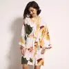 2022 nouvelle Lingerie Sexy coton Kimono Robe peignoir femmes fleur imprimer Robes Satin Robe dames Robes de chambre vêtements de nuit grande taille ► Photo 2/6