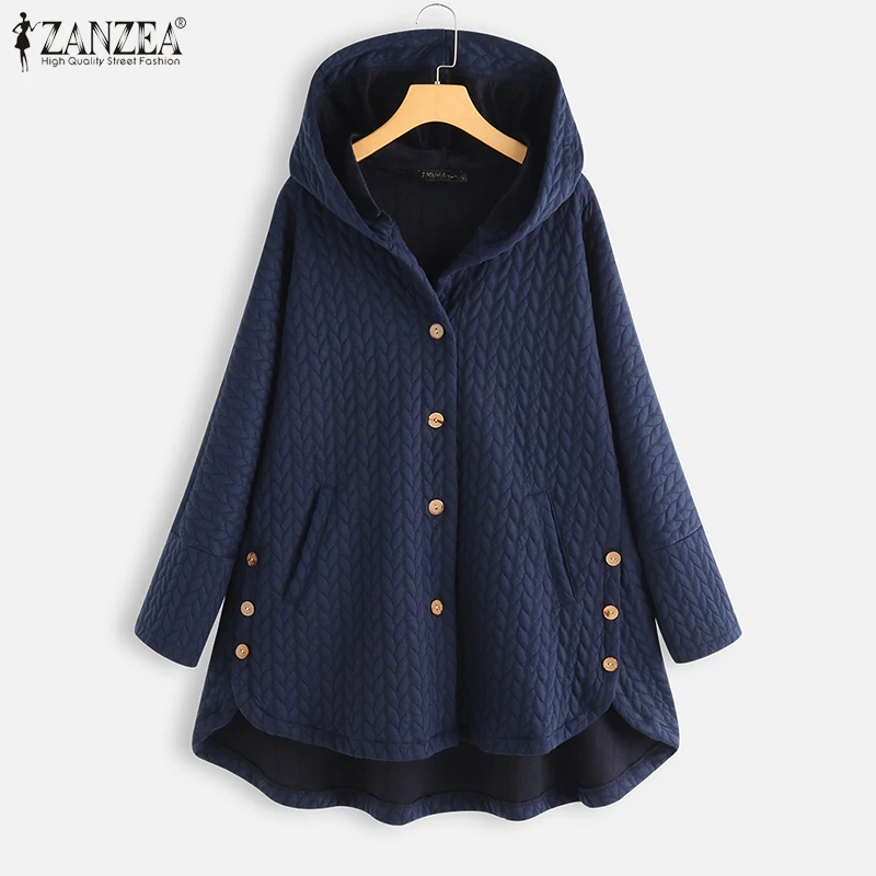 

Autumn Winter Long Sleeve Loose Outwear ZANZEA Women Hoodies Coats Vintage Hooded Fleece Jackets Casual Sweatshirt Coat Chaqueta