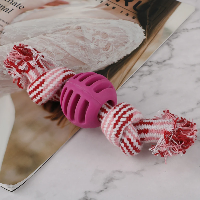 rose Жевательные игрушки для собак в форме костяного шара в форме животных, игрушки для домашних животных, игрушки для чистки зубов из хлопка, Игрушки для маленьких питомцев, щенков - Цвет: rose