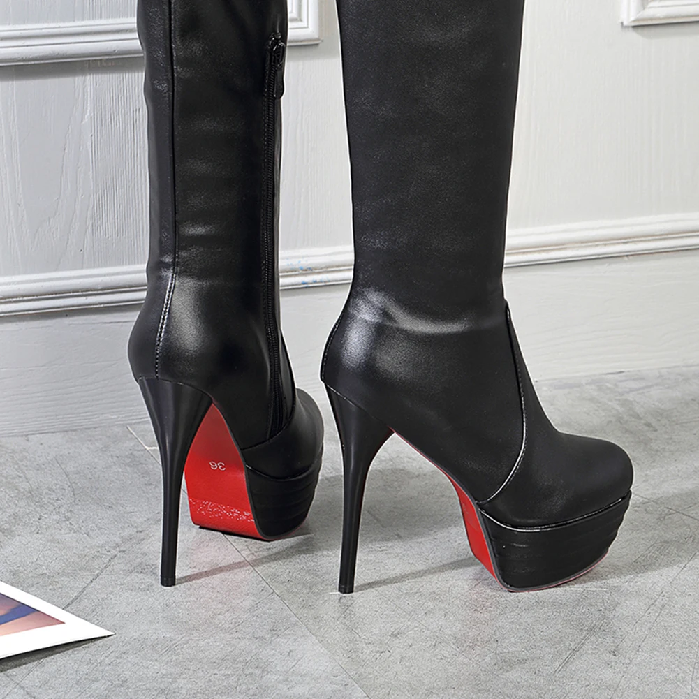 SARAIRIS brand Thin High Heels Boots Women Shoes Sexy Platform High Heels Autumn winter Over The Knee Boots woman Large Size 46