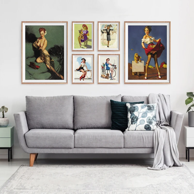 New World War Ii Vintage Sexy Pin Up Girls Poster Wall Sticker Canvas Painting Art Picture For Bar Cafe Pub Room Home Decoration