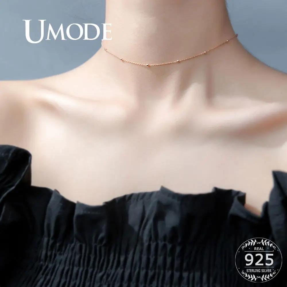 Женское колье с шариком UMODE из стерлингового серебра 925 пробы маленькими Розовыми