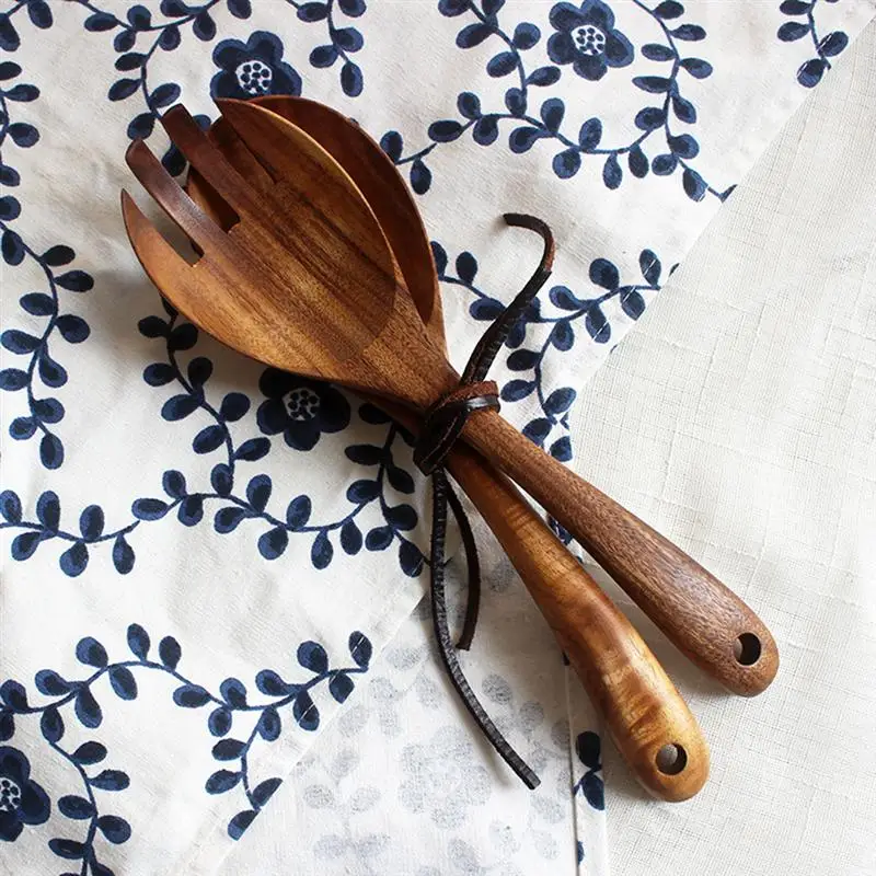 Acacia Mangium Salad Serving Fork Spoon Cookware Utensils Wooden Sporks For Kitchen | Дом и сад