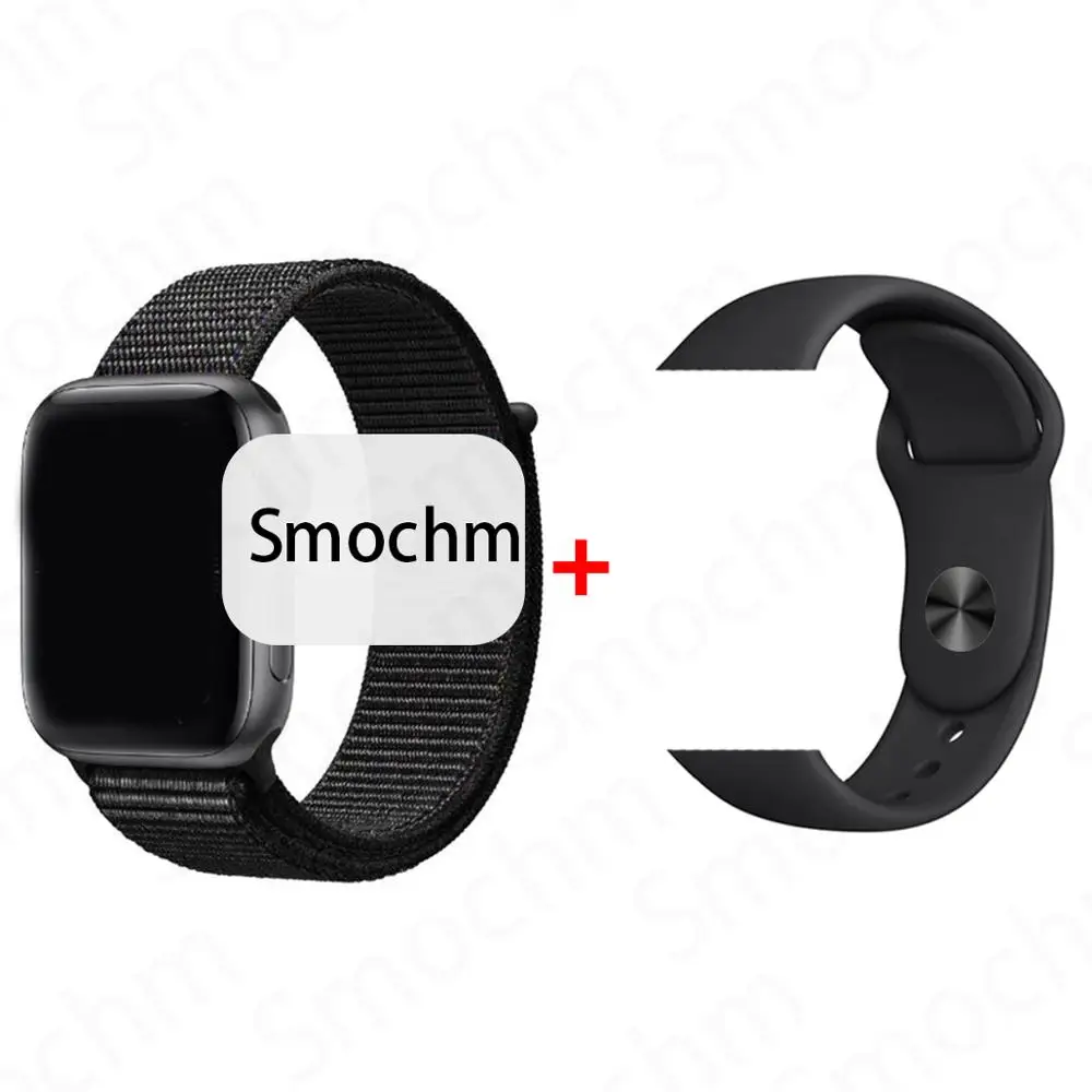 Smochm IWO 8 Plus 1:1 MTK2502C Беспроводное зарядное устройство Bluetooth Смарт часы обновление IWO 9 IWO8 Smartwatch 44 мм серия 4 для Apple Watch - Цвет: Black Nylon Black
