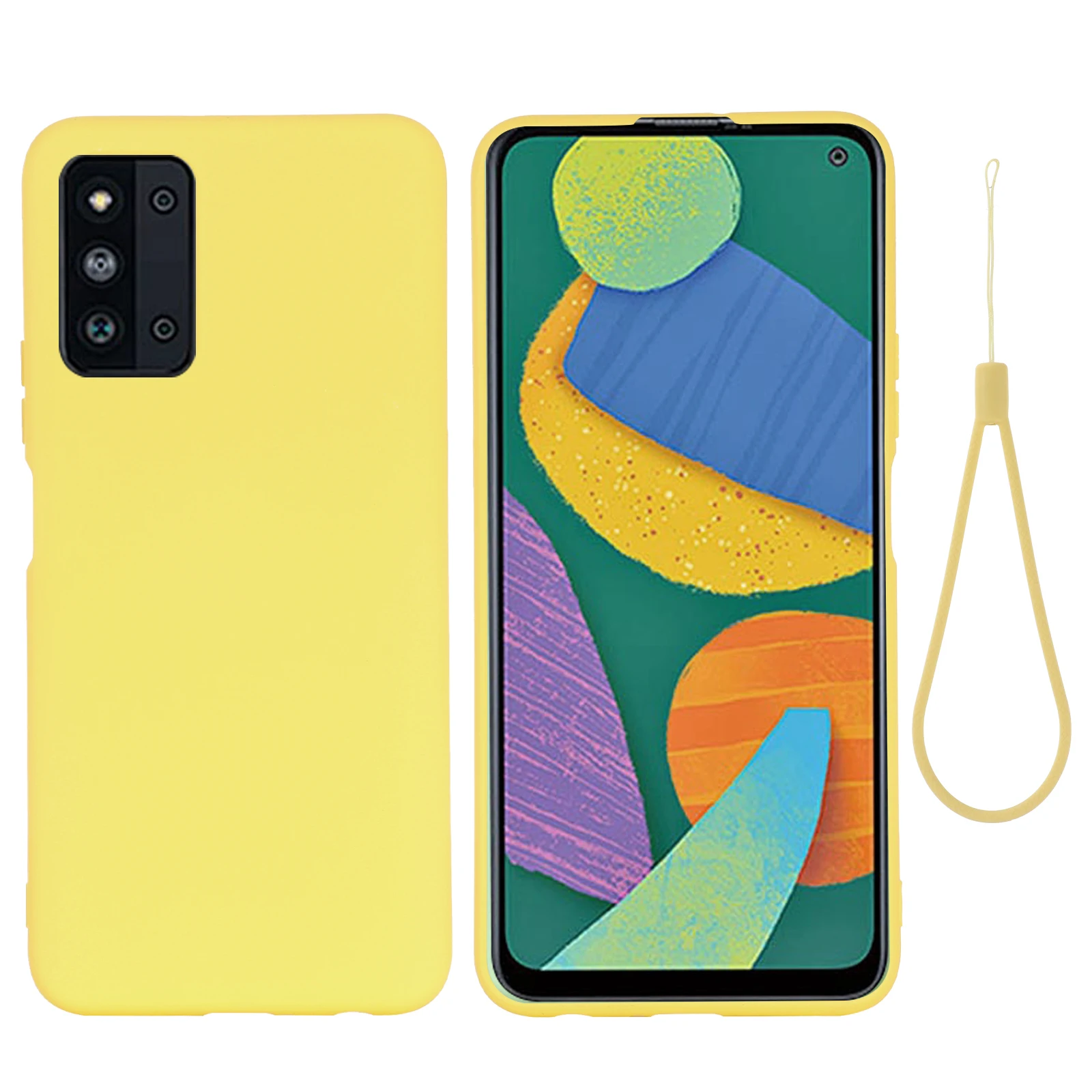 

For Samsung Galaxy F52 5g Soft silicone Case Shockproof Back Cover with lanyard strap Skin Phone Case