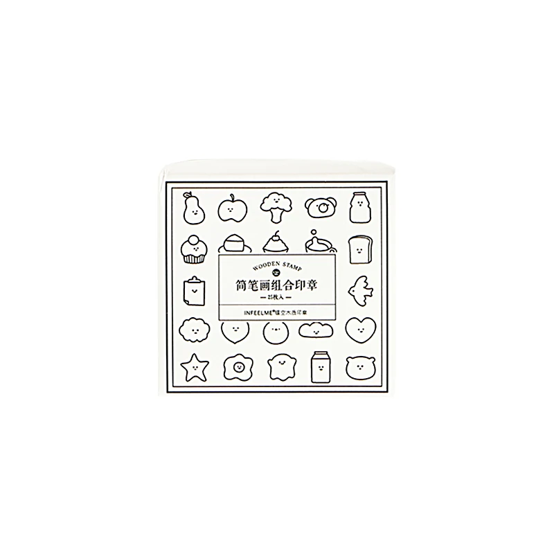 Vintage Simple strokes food animal decoration stamp wooden rubber stamps for scrapbooking stationery DIY craft standard stamp