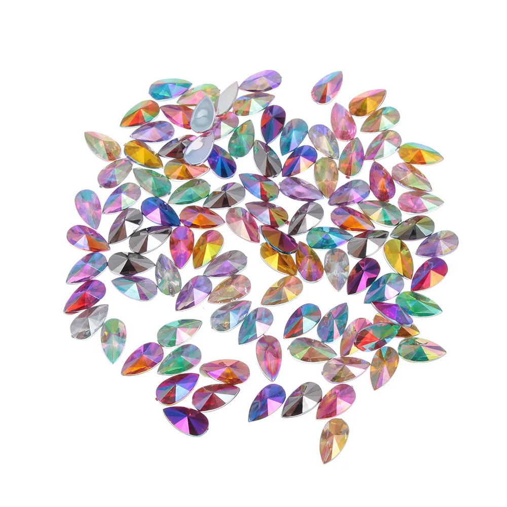 Mixed Colors AB 100 шт. 3D акриловый Фрезер для ногтей cо шлифовальными Стразы с капелькой слезинкой, Форма головистой формы с острыми носами, сделай сам, блестящие Маникюр ремесла уход за кожей лица ювелирные изделия делая инструменты - Цвет: Mixed Colors AB