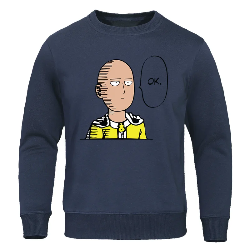 Аниме One Punch Man толстовки Saitama Sensei мужские японские свитшоты осень новая Толстовка Повседневная с круглым вырезом мужской спортивный костюм уличная одежда - Цвет: dark blue 6