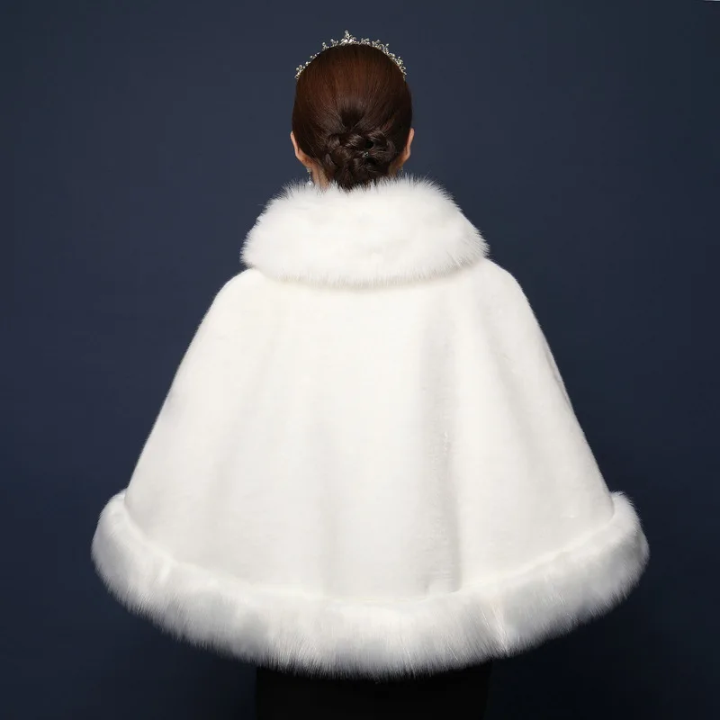 Высококачественное Женское пальто из искусственного меха, свадебные обертывания, зима, Новая меховая женская накидка, накидка, модная красная теплая меховая куртка, верхняя одежда для невесты