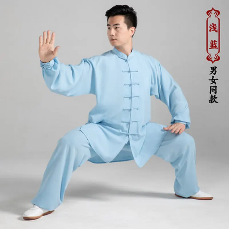 Костюм из хлопка и льна для тренировок боевых искусств с длинным рукавом|tai chi