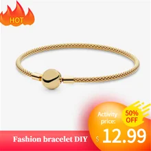 925 Серебряная Базовая цепочка с паве-в циркониевой пряжкой золотистый браслет в виде змеи подходит для самостоятельного изготовления женских браслетов из бисера модные ювелирные изделия