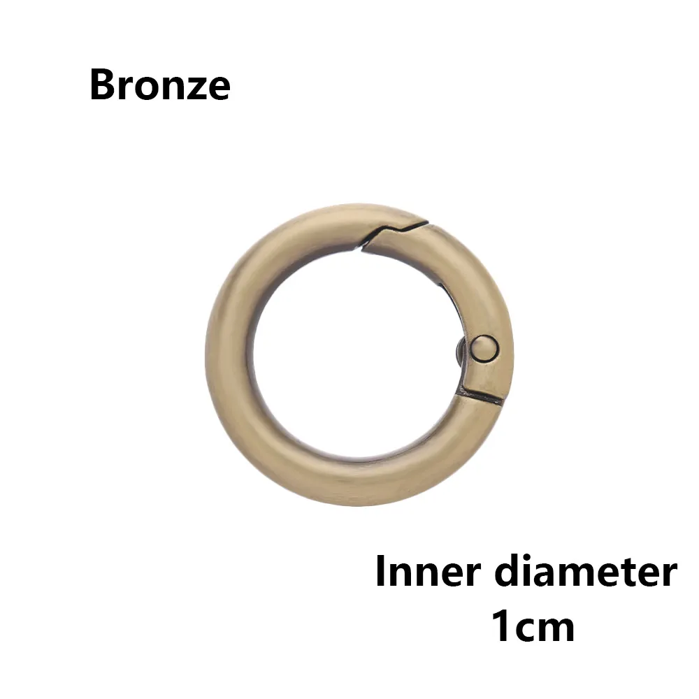 bronze 1cm 2 шт., оцинкованный сплав, пружина для ворот, уплотнительное кольцо, пряжки-зажимы, карабин, кошельки, сумки, Круглый пусковой крючок, карабин - Цвет: bronze 1cm