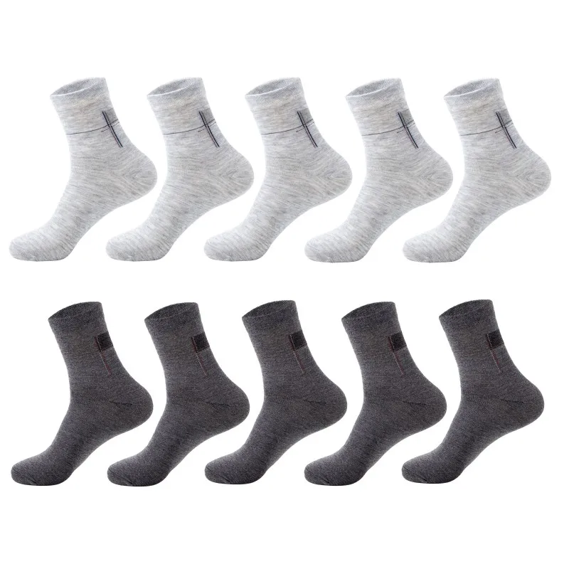 dark grey and grey Новые мужские бизнес-стойкие длинные хлопковые носки лучшего качества,, повседневные рабочие носки OL, 20 шт = 10 пара/лот, размер(EU = 39-44 - Цвет: dark grey and grey