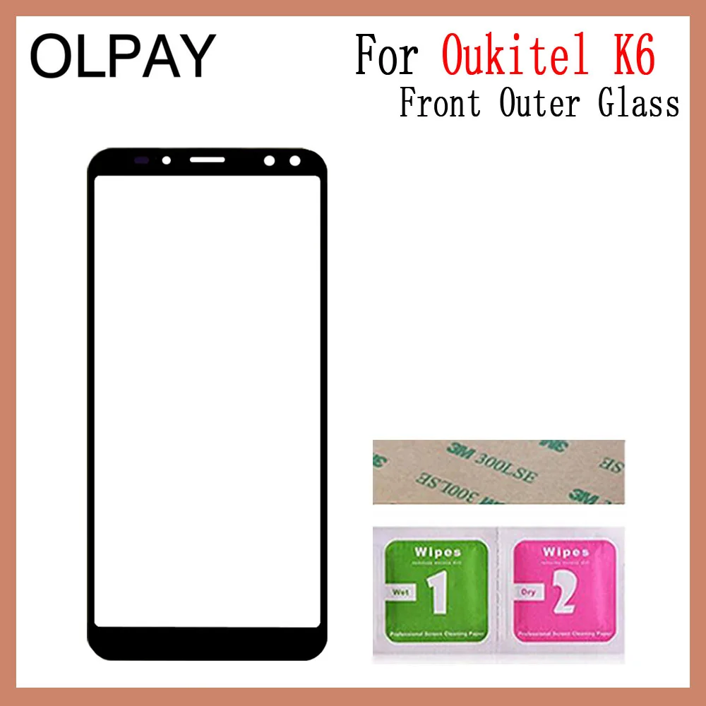 Black No Tools OLPAY 5,99 дюймов для Oukitel K6 Сенсорный экран Панель передних боковых Стекло объектив Сенсорный экран не ЖК-дисплей планшета Бесплатные инструменты - Цвет: Black No Tools