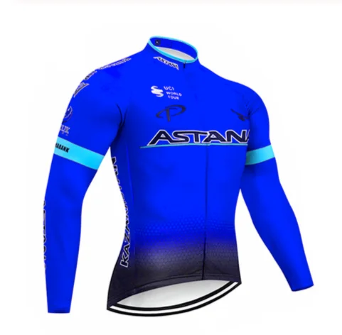 Bib Cycling Set Флуоресцентный зеленый Астана с длинным рукавом велосипед Джерси костюм мужской велосипед Майо MTB гоночный велосипед костюм летний Рупа велосипед Джерси - Цвет: Bib Cycling Set