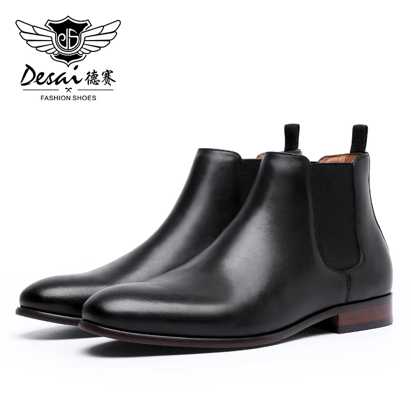 DESAI-Botas de cuero genuino para hombre, zapatos masculinos informales, a la moda, para invierno