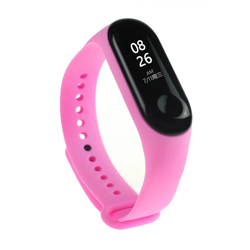 Для Xiaomi mi Band 4 3 ремешок силиконовый браслет для Xiaomi mi Band 4 аксессуары браслет mi band 4 3 сменные цветные ремни - Цвет: Pink