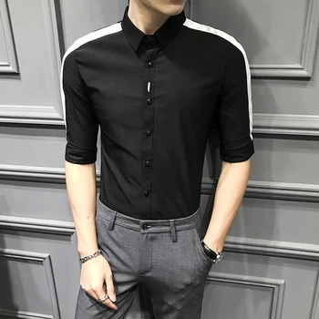 

Solid Color Streetwear Social Clothing High Quality Summer Casual Men Shirt Camisa Masculina Slim Fit Half Sleeve Dress Shirts