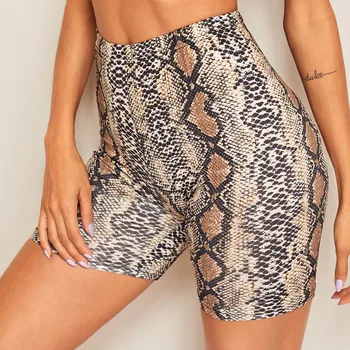 

Fashion Women Summer Ladies Pants Snakeskin Print Sports Casual Cycling Short Beach Sports Pants For Women #324