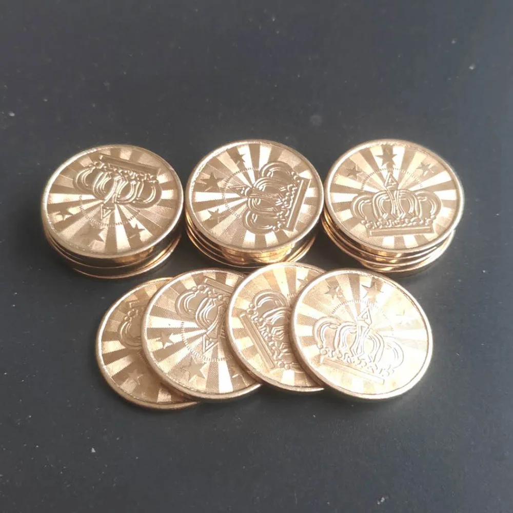 100pcs 25*1.85mm Brass Token Coin Arcade Game Machine Coin Pentagram Crown Token Coins