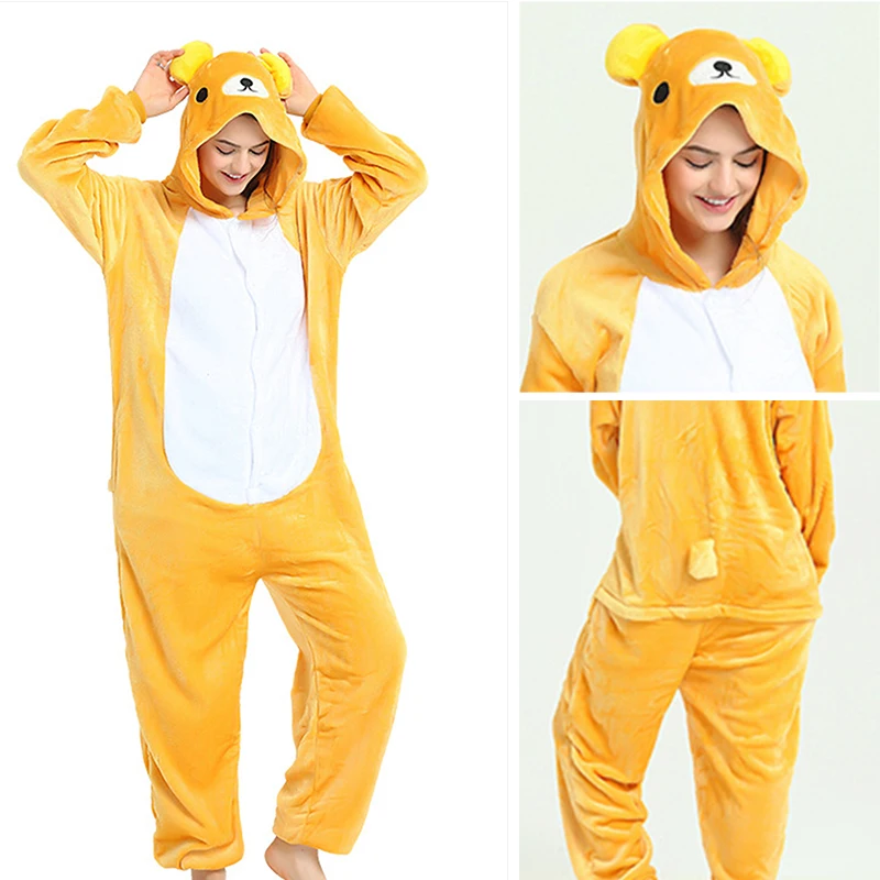 Easi Bear Комплекты пижам с животными, кигуруми, единорог, комплекты пижам, фланелевые милые женские зимние пижамы с единорогом, пижамы для женщин, одежда для сна, домашняя одежда - Цвет: Easi Bear
