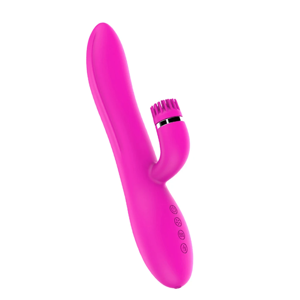 Women Electric Double Head 12 Speed Heating Vibration Rotating Massage Stick Vibration Rabbit Massager Wand