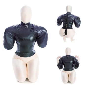 BDSM Bondage Mummy Restraint Bags,Leather Double Arm Binder Restraint Straitjacket,Sexy Costume,Sex Slave Binding Women Sex Toys