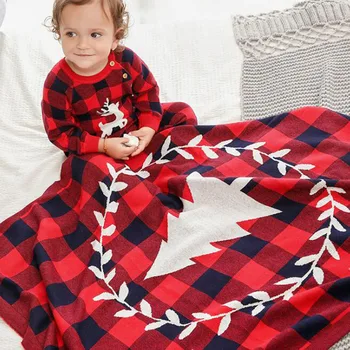 

Christmas Trees Infant Baby Boy Girl Grid Knit Blanket New 2020 Autumn Winter Newborn Baby Quilt Boys Girls Hold Blanket
