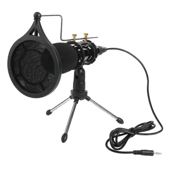 

3.5mm Professional Condenser Microphone Studio Online Audio Sound Recording Mic Stand Kit for Computer Phone